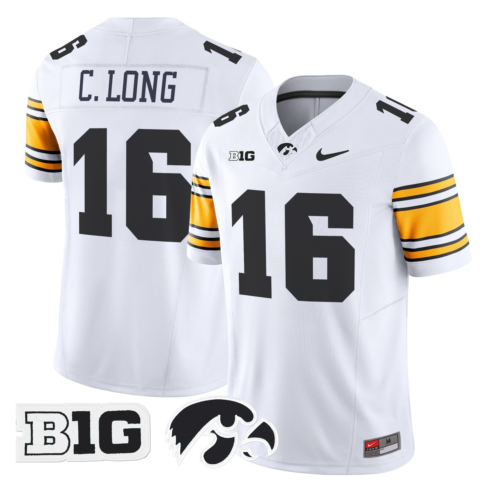 Men Iowa Hawkeyes #16 C.Long White Nike 2024 Vapor Limited NCAA Jersey->ncaa teams->NCAA Jersey